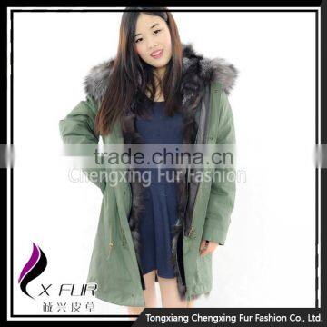 CX-G-P-04 2016 Women's Fashion Clothes Fox Fur Lined Winter Parka With Fur Hood photo-3