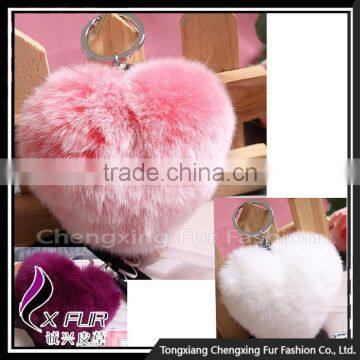 CX-R-46 Lovely Fashion Genuine Rex Rabbit Fur Keychain photo-4