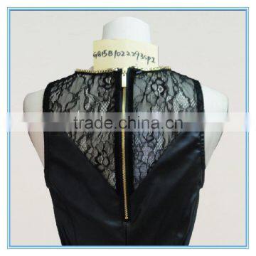 Sexy Girl PU Leather Vest With Fancy Lace Trim photo-4
