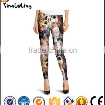 2017 lastest coming Wholesale high waist slim womens cat printed 3d leggings