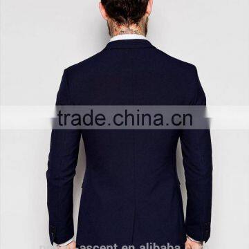 2016 Men's New Designer Super Skinny Four Bottons Navy Suit Jacket photo-2