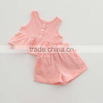 Kids Clothing Solid Color Series Clothing Set Singlet And Shorts Soft Cotton Garments photo-4