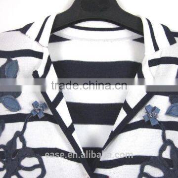 2016 Black and White Stripe With Embroidery Lady Sweater photo-2