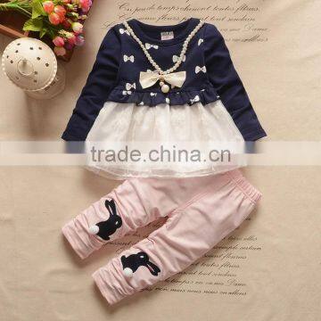 Girls autumn suit new children long sleeved pure cotton yarn skirt two pieces set