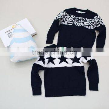 Wholesale fashion pure cotton sweater all-match printed pattern kids sport sweater