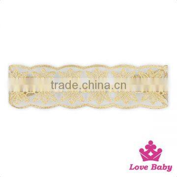 Lovely Baby Girl Knit Lace Flower Hair Accessories Skinny Elastic Pony Bridal Wedding Boho Headband photo-3