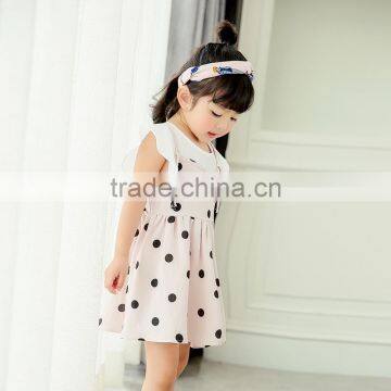 S17580A Girl Summer Clothing Cotton Dot Printed Dress for Kids photo-3