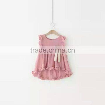 2016 high quality pink latest design children summer dress for girls