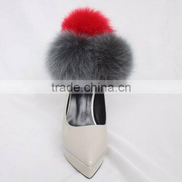 Myfur Custom Stylish Real Soft Fox Body Fur Pom Pom Accessory For Lady Shoes photo-3