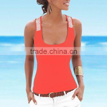 Polyester Crop Top Tank Top2016 New Arrive Women Different Size for Choice & Short Front Long Back Printed photo-3