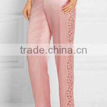 High Quality Custom Made Ladies Wearing Wholesale Silk-Blend Satin Pajama Decorated With Lace photo-5