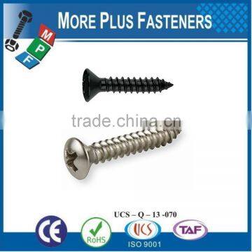 Made in Taiwan Phillips Recess Oval Countersunk Head Tapping Screw
