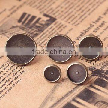 8-16mm Antique Bronze Tone Round Cabochon Bezels Tray Settings Earrings Blank Base