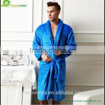 Dress designs ladies' long sleeve pajamas polyester coral fleece bathrobe embroidered robe