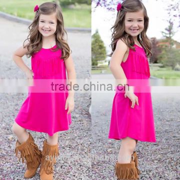 wholesale parent-child clothing fringed tank shift dress design usa sweet child clothing