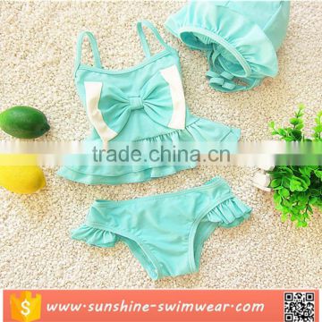 2017 Fashionable cute girls bikini with bowknot kids swimwear