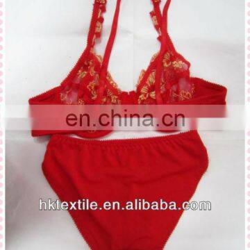 2015 no foam cup with fashion embroidery bra and brief sets