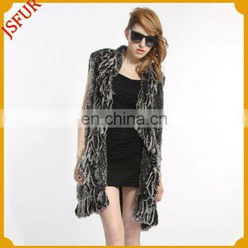 2014 Fashion women's long rex rabbit fur vest