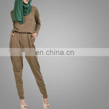 Modest Ladies Office Wear Jumpsuits Muslim Women Model Kebaya Modern Cotton /Cotton Jersey Islamic Jumpsuits photo-4