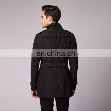 wholsales black 100% polyester trench coat for man