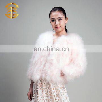 Ladies OEM fashion clothing natural turkey fur 2017 new fur coat