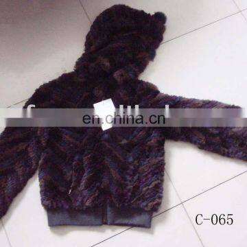 Rabbit fur jacket with hat