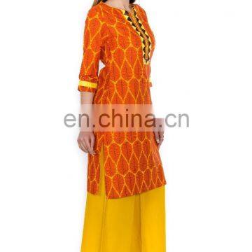 Ladies Kurta Design Cotton Blend Embroidered 3/4 Sleeve Kurta photo-5