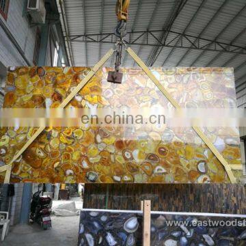 Amber Color Agate Stone Table Top Polished Agate Countertop