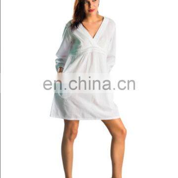 White tunic fashion ladies dress manufacturer wholesaler OEM fancy fashion dress woman tunic simple attractive dress 2016 Japan