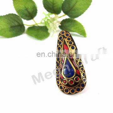 Designer Diamond Ring- Vintage Banjara Handmade BOHEMIAN RINGS-Indian Banjara Gold Plated FASHION RINGS