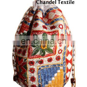 Indian Hand made mirror work Potli Embroidered Designer Purse Hippie Boho Clutch Gift Craft pouch Bag Wedding Party potli Pack