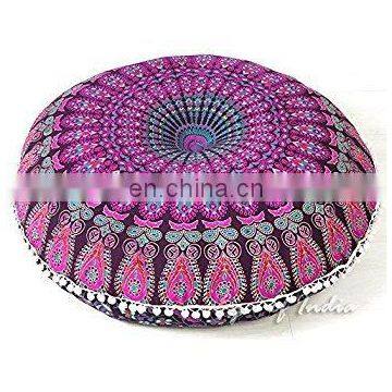 mandala tapestry round pouf cover ottoman cover