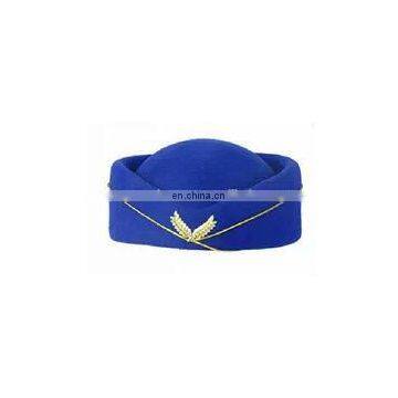 Customized ladies wool felt caps uniform stewardess wool felt lana cap 100%wool felt wear in airline/ railway/hotel