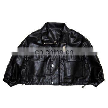 Boys and girls leather short drawstring PU leather jacket tops 20 autumn and winter clothing new children's clothing