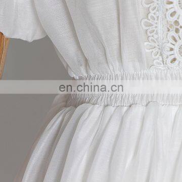 TWOTWINSTYLE Chiffon Patchwork Embroidery Lapel Collar Lantern Sleeve High Waist Loose Slim Shirt Female photo-6