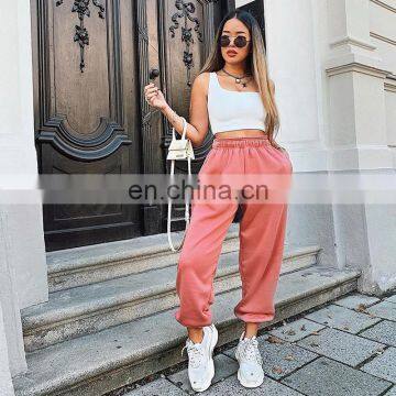 2020 Baggy Ankle-length Autumn Women Casual Loose Elastic Waist Sports Pants Candy Color Sweatpants Trousers