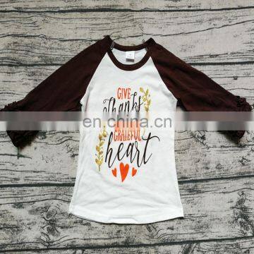 Give Thanks with a grateful heart thanksgiving day Long Sleeve Warm Tops T-Shirt Casual Cotton Clothes Girl 0-7T