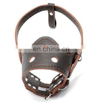 Wholesale Custom Size Durable Anti Barking Brown Adjustable Leather Muzzle Dog photo-6