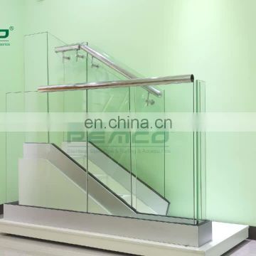 Modern Design Staircase Handrail Aluminum Base Shoe Frameless Glass Railing