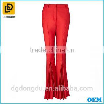 Classic Design Summer Women Pants Red Wool Flared Trousers