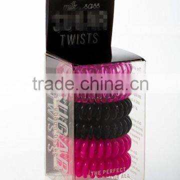 Mix Color Phone Cord Twisted Plastic Gummy Hair Bobbles Elastics Ponytail Hold