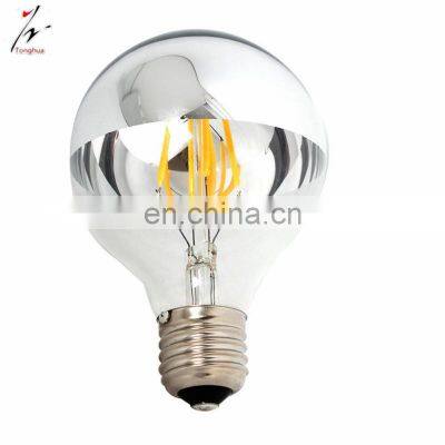 Half Silver LED Filament Bulb G95 E27 Spherical Reflecterende Shadow Light Bulbs 4w 6w 8w