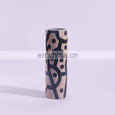 Cylinder Ceramic Rustic Vase Family Home Decoration Goods