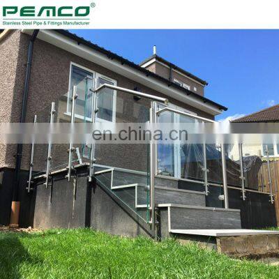 PEMCO Project Modern Design 304 Stainless Steel Model Interior Stair Tempered Glass Railing photo-5