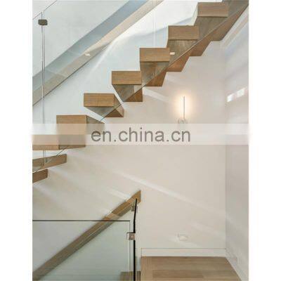 ISO Certified Luxury Indoor Steel Stringer Floating Staircase Steel Stairs