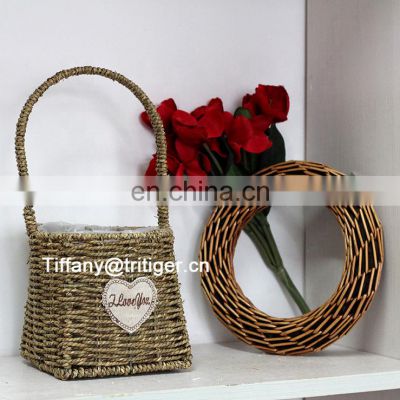 home decoration flowerpot vase basket seagrass woven flower Basket