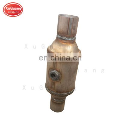 XUGUANG BODY ROUND 114 UNIVERSAL ROUND WELDED CAP CATALYTIC CONVERTER WITH NIPPLE WITH SENSOR HOLE WITH CERAMIC HONEYCOMB INSIDE