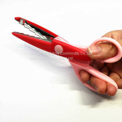 High Quality Plastic Zig Zag Safety Color Style Comfy Grip Paper Cutting Children Lace Scissors photo-4