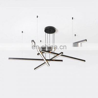 Golden liner led pendant ceiling light golden simple handling lamp living room decorative pendant lamp office lighting