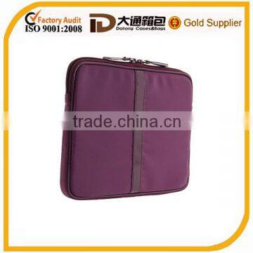 Refined yet glam durable contrast stitching nylon laptop bag with shiny patent trim